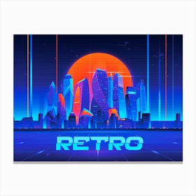 Synthwave Neon City - Retro Canvas Print