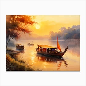 Boats On The River Canvas Print