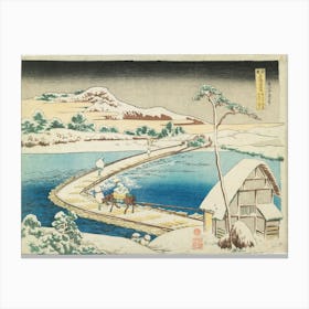 Old View Of The Pontoon Bridge At Sano In Kōzuke Province, Katsushika Hokusai Canvas Print