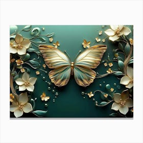 Butterfly And Flowers 4 Canvas Print