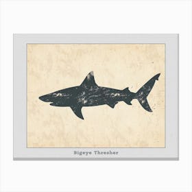 Bigeye Thresher Shark Grey Silhouette 5 Poster Canvas Print