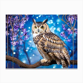 Owl On A Branch 1 Canvas Print