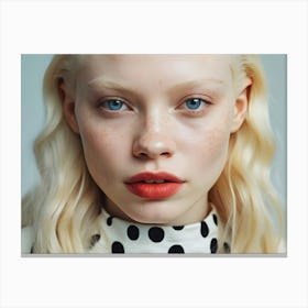 Portrait Of Albino Girl With Freckles and blue eyes 1 Canvas Print