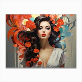 Woman With Flowers In Her Hair 3 Canvas Print