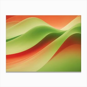 Abstract Background With Smooth, Flowing Waves In Green And Orange Hues, Creating A Sense Of Harmony And Movement Canvas Print