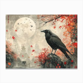 Crow and moon 1 Canvas Print