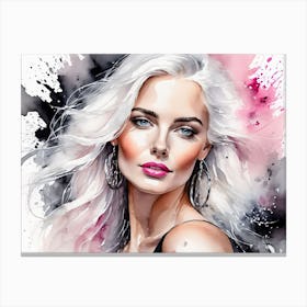 Watercolor Of A Beautiful Woman Canvas Print