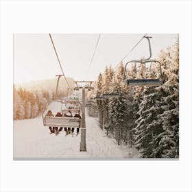Warm Winter Ski Lift Scenery Canvas Print