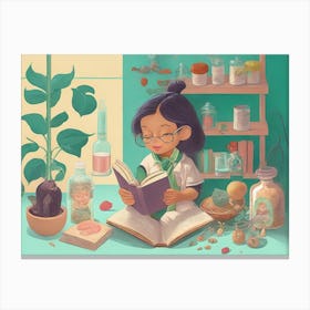 Girl Reading A Book Canvas Print