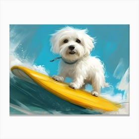 White Terrier Surfboard Canvas Print