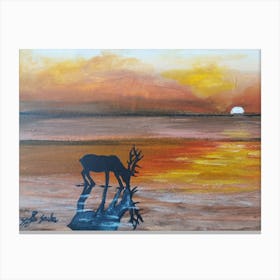 Deer Sunset Canvas Print