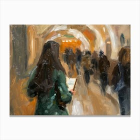 Woman Walking Through A Tunnel Canvas Print