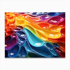 Shimmering Liquid Rainbow Pockets Abstract Canvas Print