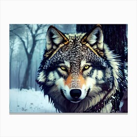 Wolf In The Woods 35 Canvas Print