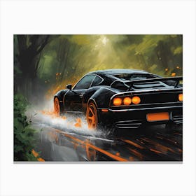 Car In The Rain Canvas Print