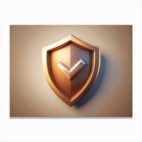 Golden Shield With A Checkmark Canvas Print