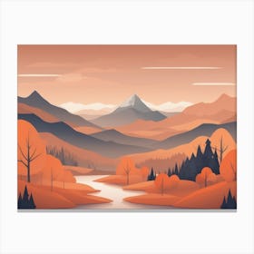 Misty mountains horizontal background in orange tone 33 Canvas Print