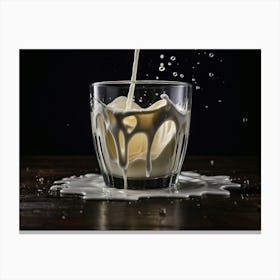 Milk Pouring Into A Glass Canvas Print