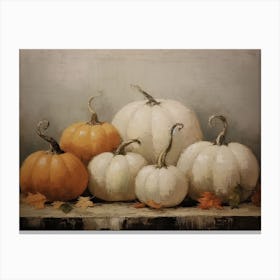 White And Orange Pumpkins, Oil Painting 2 Canvas Print