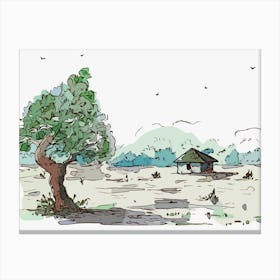 Tree In The Field Canvas Print