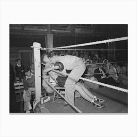 Second Tending To Boxer In Corner Of Ring, Rayne, Louisiana By Russell Lee Canvas Print