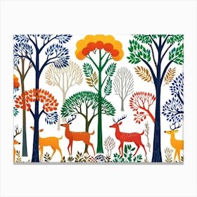 Default Traditional Gond Art From India Of Deer And Trees Agai 2 Canvas Print