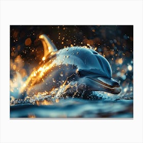 Dolphin Swimming In The Water Canvas Print