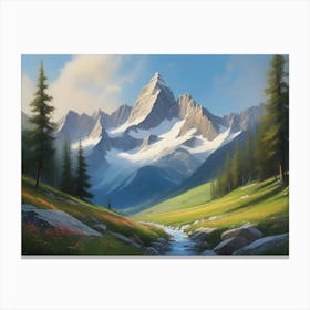 Beautiful Mountain Landscape Painting Canvas Print