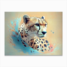 Cheetah Animal Abstract in Pastel Colors Painting Canvas Print