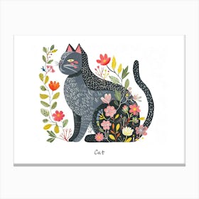 Little Floral Cat 2 Poster Canvas Print