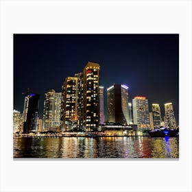 Miami Skyline At Night From The Bay (Miami at Night Series) Canvas Print