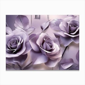 3d With Purple Roses Canvas Print