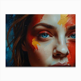 Girl With Paint On Her Face Canvas Print