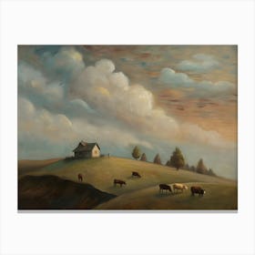 Cows On A Hill Canvas Print