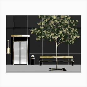 Tree In Front Of Building Canvas Print