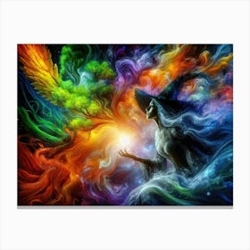 Witch creating a colorful cosmic whirl Canvas Print