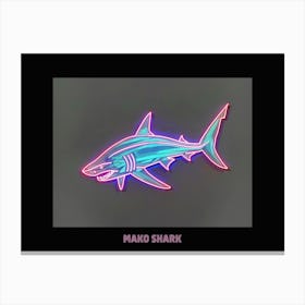 Neon Pink Red Mako Shark Poster 2 Canvas Print