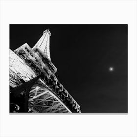 Eiffel Tower and The Moon At Night (Paris Series) Canvas Print