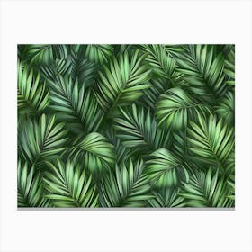 Tropical Background With Green Textured Palm Leaves Foliage Seamless Pattern Hand Drawn Premium Vintage 3d 1 Canvas Print