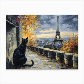 Black Cat In Paris 6 Canvas Print