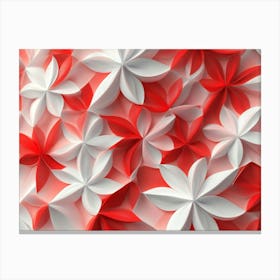 Red And White Flower Beautiful 3d Canvas Print