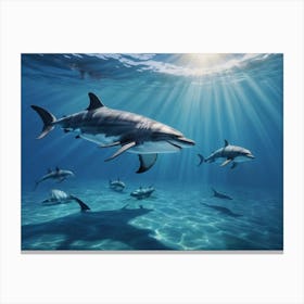 Sharks In The Ocean 1 Canvas Print