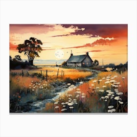 Sunset On The Lonely Farm Canvas Print