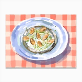 A Plate Of Anchovies, Top View Food Illustration, Landscape 2 Canvas Print