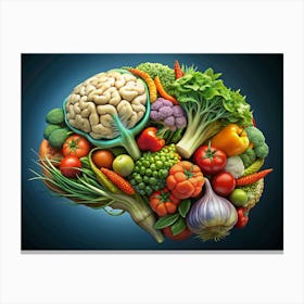 Human Brain Filled With Colorful Vegetables Canvas Print