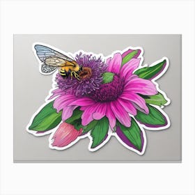 Bee On Flower Canvas Print