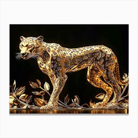 Golden 3d Cheetah With A Majestic Stance Intricate Elegant Patterns Canvas Print