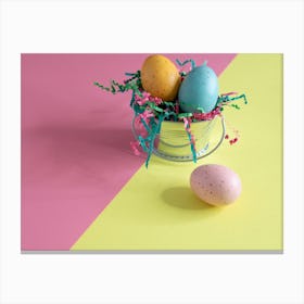 Easter Eggs In A Bucket Canvas Print