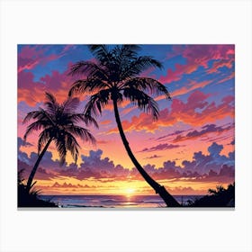 Sunset Palm Trees 11 Canvas Print