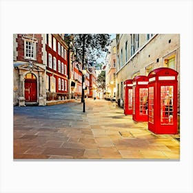 Red Telephone Booths In Covent Garden Canvas Print